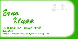 erno klupp business card